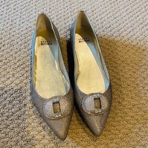 Stuart Weitzman Silver Glitter Flats Size 7.5 US